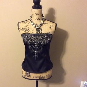 Gorgeous corset style evening top with silver